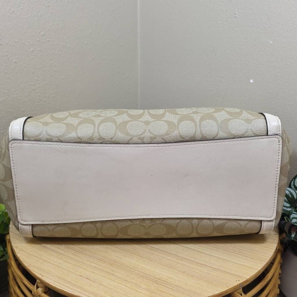 Coach Kristy Signature Hobo Shoulder Bag | Light Khaki Coated Canvas & Chalk Lea - Picture 8 of 14